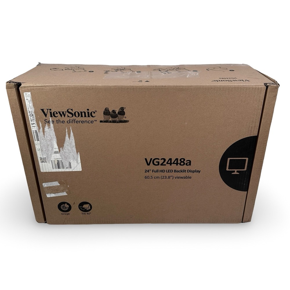 ViewSonic VG2448a 24" Full HD LED Backlit Ergonomic Monitor Black New Open Box